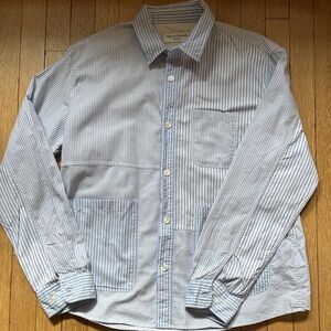 Officine Generale blue and white striped button down - L